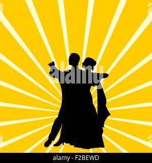 Une Silhouette couple dancing waltz Illustration de Vecteur