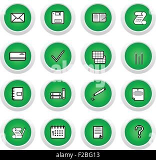 Autocollant vert avec icône 16 Illustration de Vecteur