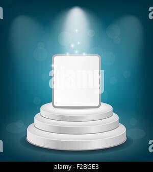 Podium blanc avec des bannières pour présentation Illustration de Vecteur
