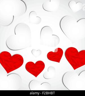 Background pour le jour de Valentine avec coeurs de papier Illustration de Vecteur