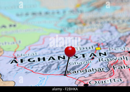 Kandahar épinglée sur une carte de l'Asie Banque D'Images