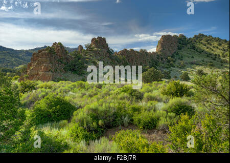 Les restes d'une digue volanic sur la bordure est du champ volcanique de San Juan, près de La Garita Colorado Banque D'Images