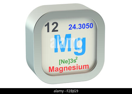 Le magnésium élément isolé sur fond blanc Banque D'Images