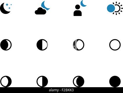 Phases de la lune duotone icônes sur fond blanc. Illustration de Vecteur