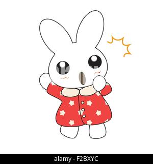 Cute cartoon bunny girl dans une jolie robe rose. Vector illustration. Illustration de Vecteur