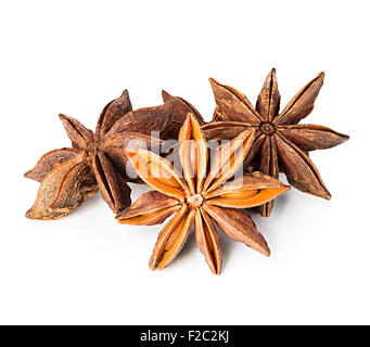 Badiane fruits et graines d'épices isolé sur fond blanc Banque D'Images