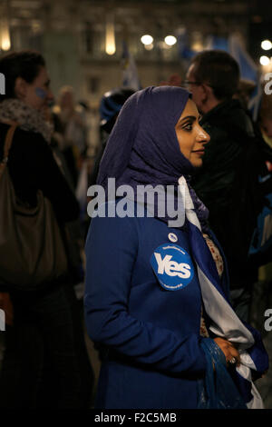 L'Ecosse le jour du vote référendaire George Square. Banque D'Images