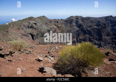 Paysage volcanique du cratère à la Caldera de Taburiente. Vue à partir de la Roque de los Muchachos. La Palma, Îles Canaries, Espagne Banque D'Images