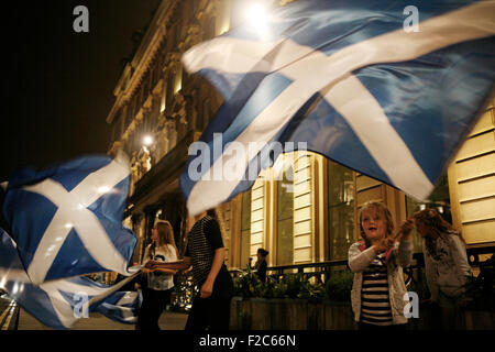 L'Ecosse le jour du vote référendaire George Square. Banque D'Images