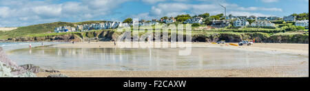 Vue panoramique de Polzeath, North Cornwall, UK. Prise le 6 septembre 2015 Banque D'Images