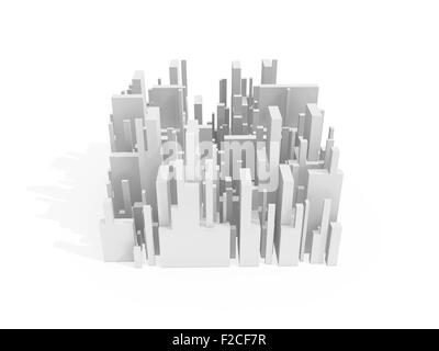 Schéma abstrait 3d cityscape trimestre blanc avec ombre douce isolated on white Banque D'Images