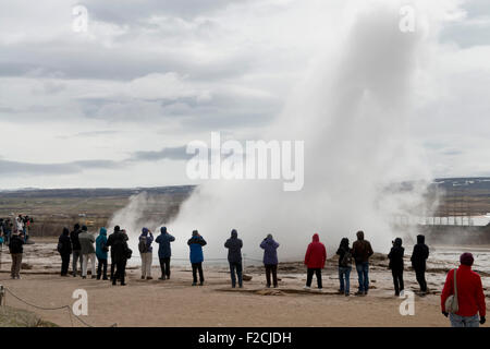 L'Islande le lieu de lumière et de glace,est,paradis géologie avec geysirs et volcans Banque D'Images