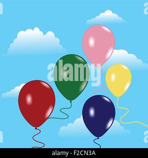 Sky avec des ballons Illustration de Vecteur