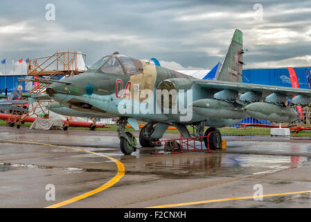 Sukhoi SU-25 Grach au salon de l'air MAKS 2015 à Moscou, Russie Banque D'Images