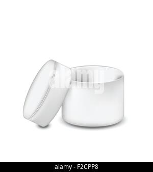 Boîte cadeau ronde ouvert isolé sur fond blanc Illustration de Vecteur