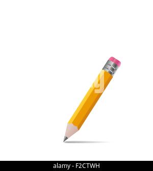 Crayon en bois affûté avec ombre, sur fond blanc Illustration de Vecteur