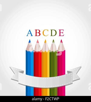 Crayons de couleur avec du ruban, sur fond blanc Illustration de Vecteur