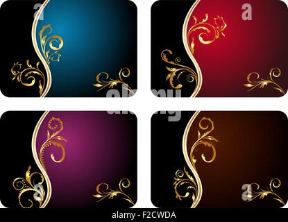 Bouquets set cartes colorées Illustration de Vecteur