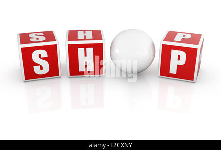 Shop bloc , c'est un calculateur générée et 3d rendu photo. Banque D'Images