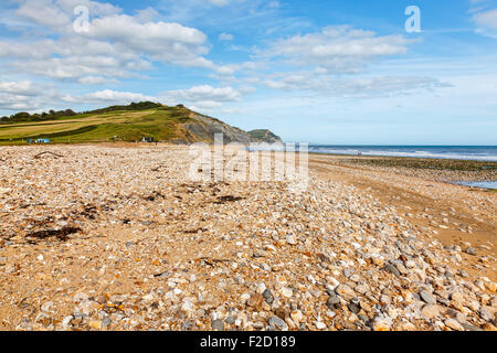 Vue sur la plage à Charmouth sur la côte jurassique du Dorset England UK Banque D'Images