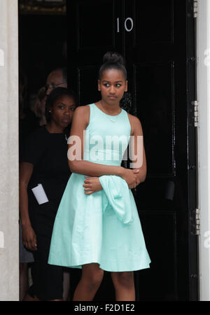 Londres, Royaume-Uni, 16 juin 2015 : Malia Obama vu à Downing Street à Londres Banque D'Images