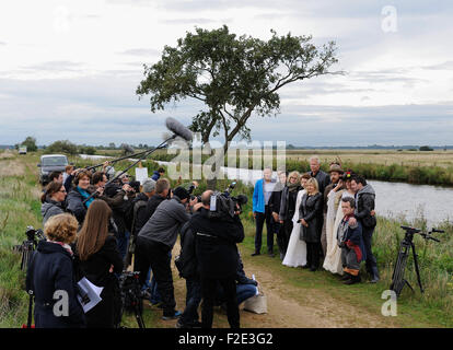 Lilienthal, Allemagne. 16 Sep, 2015. Acteurs et membres de l'équipe de se présenter aux représentants des médias sur l'ensemble du film de cinéma "Paula" en Allemagne, Worpswede, 16 septembre 2015. Le film est basé sur la vie de l'artiste Paula Modersohn-Becker qui vivait à Worpswede au début du xxe siècle- Le film sera dans les cinémas de l'automne 2016. Photo : Ingo Wagner/dpa/Alamy Live News Banque D'Images