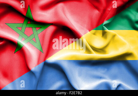 Waving Flag du Gabon et du Maroc Banque D'Images