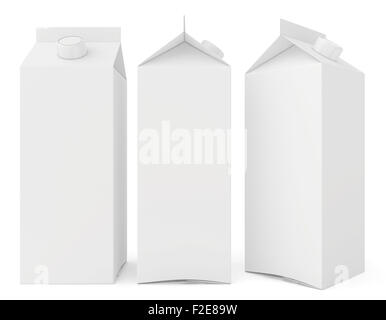 Les cartons de lait isolé sur fond blanc. 3D render Banque D'Images