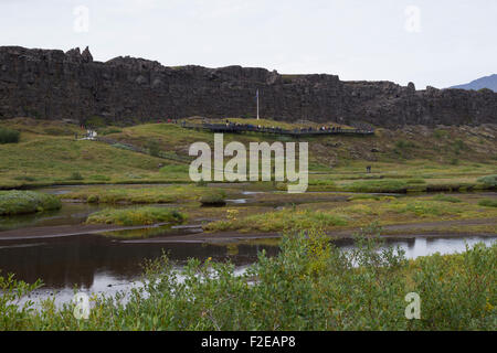 Le Parc National de Thingvellir, vallée du Rift en Islande Banque D'Images