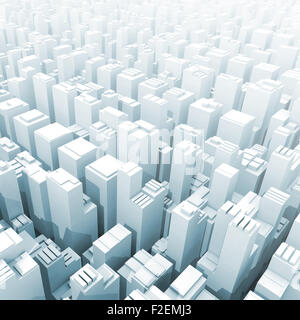 Schéma numérique abstrait paysage urbain avec de grands immeubles de bureaux, aux tons bleu square 3d illustration Banque D'Images