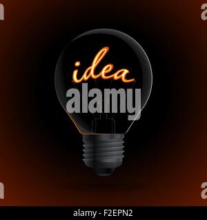 Lightbulb with idée signe sur un fond sombre Illustration de Vecteur