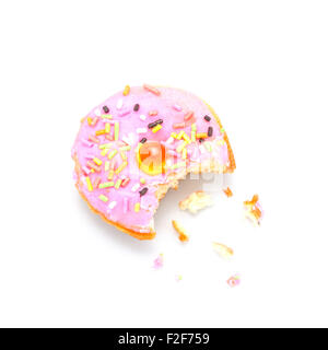 Le mordu Donut avec sprinkles sur fond blanc Banque D'Images