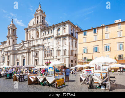 La peinture d'artistes et la vente d'art de la Piazza Navona Rome Italie Roma Lazio Italie Europe de l'UE