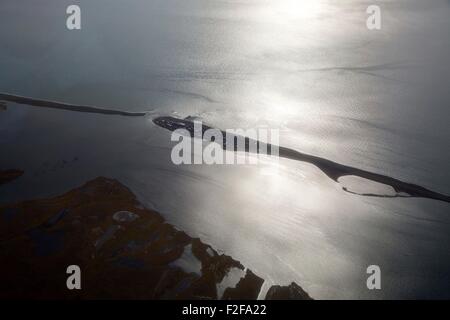 L'île éloignée de Kivalina, 1 septembre 2015 en Alaska. Les 400 personnes village de Kivalina a récemment voté pour déplacer l'ensemble du village pour se perdre dans l'eau de changement climatique. Banque D'Images