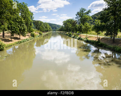 Bateau historique, canal principal canal Ludwig Donau, principales à bord du Danube, près de village Essing, Bavière, Allemagne Banque D'Images