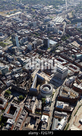 Vue aérienne du centre-ville de Manchester de l'Hôtel de Ville Retour à la gare de Piccadilly, Royaume-Uni Banque D'Images
