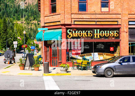 Le restaurant de la fumée dans la ville historique de Wallace et situé dans le district minier de la vallée d'argent de l'Idaho Banque D'Images