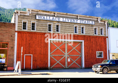 La Livery stables dans la ville historique de Wallace et situé dans le district minier de la vallée d'argent de l'Idaho Banque D'Images