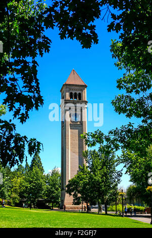 Le grand tour de l'horloge du Nord et Pavillon des États-Unis à Riverfront Park, à Washington Spokane Banque D'Images