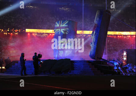 Londres, Royaume-Uni. 18 Septembre 2015 : la cérémonie d'ouverture de la Coupe du Monde de Rugby 2015 entre l'Angleterre et les Fidji, du Stade de Twickenham, Londres, Angleterre (Photo de Rob Munro/CSM) Credit : Cal Sport Media/Alamy Live News Banque D'Images