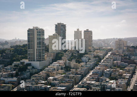 Vue depuis la Coit Tower à San Francisco, Californie. Banque D'Images