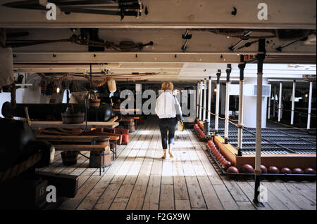 Portsmouth Hampshire UK - à bord du HMS Warrior dans le chantier naval Historique Banque D'Images