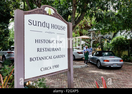 Delray Beach Florida, Sundy House Historic Inn, restaurant restaurants restauration café cafés, jardin botanique, panneau, entrée, FL150413010 Banque D'Images