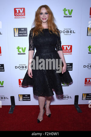 West Hollywood, Californie, USA. 18 Sep, 2015. Christina Hendricks arrive pour la défense des intérêts de l'industrie de la télévision Awards au Sunset Tower Hotel. Credit : Lisa O'Connor/ZUMA/Alamy Fil Live News Banque D'Images