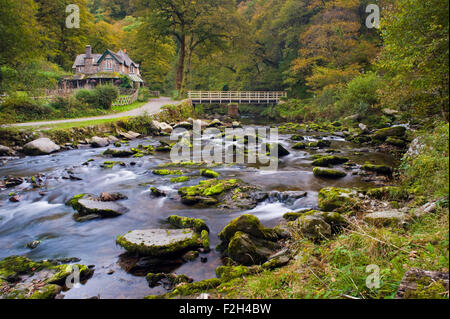 Watersmeet dans Exmoor National Park près de Lynmouth, Devon, UK Banque D'Images