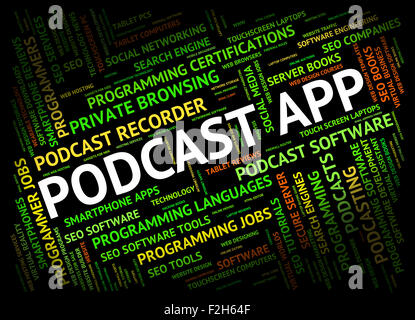 L'App podcasts Webcast et logiciels programmes représentant Banque D'Images