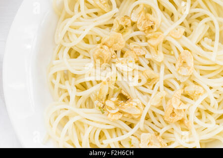 Spaghetti Aglio e olio libre vue de dessus Banque D'Images