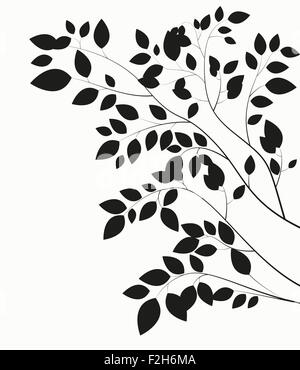 Bel Arbre Silhouette sur un fond blanc Vector Illustrat Illustration de Vecteur