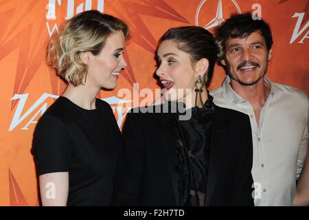 Los Angeles, CA, USA. 18 Sep, 2015. Sarah Paulson, Amanda Peet, Pedro Pascal au niveau des arrivées de variété et de Women in Film Pre-Emmy Célébration annuelle, Gracias Madre à West Hollywood, Los Angeles, CA Septembre 18, 2015. Credit : Sara Cozolino/Everett Collection/Alamy Live News Banque D'Images