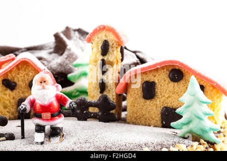 Gâteau de Noël italien de Panettone italien traditiona Banque D'Images